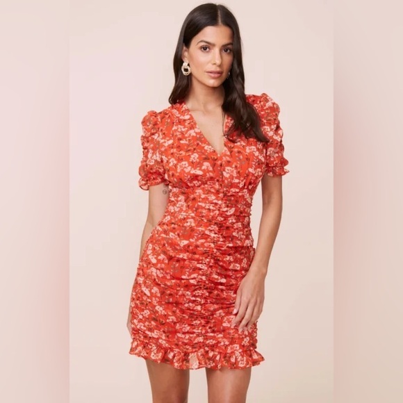 NWT ASTR The Label Red Floral Mini Dress Cocktail Dress Size Small - Picture 1 of 8